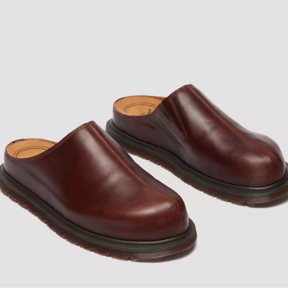Dr Martens San Brown Leather Mules Women 6